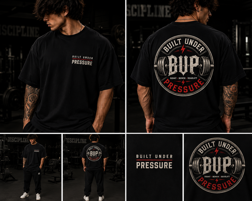 Built Under Pressure Oversized Gym Tee | Powerlifting Bodybuilding Fitness Graphic Shirt