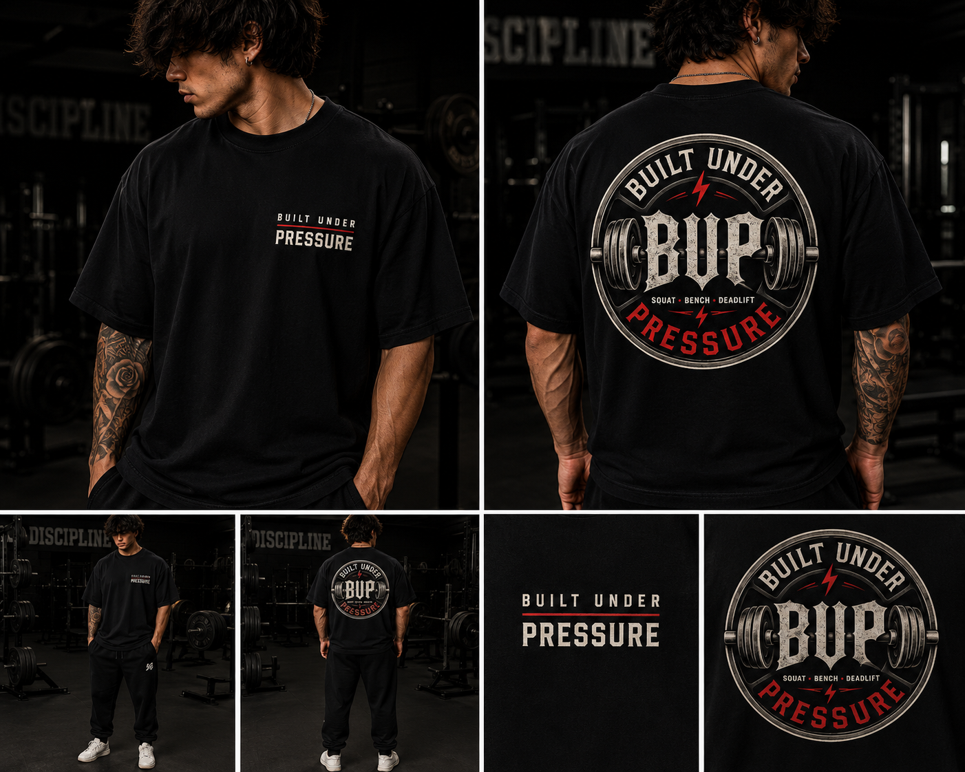 Built Under Pressure Oversized Gym Tee | Powerlifting Bodybuilding Fitness Graphic Shirt